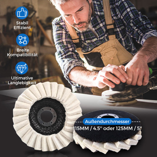 ⚙️ KAUFE 1, ERHALTE 1 GRATIS! 🔥 Wollpolierscheibe für Winkelschleifer – Hochglanz-Spiegelfinish, Langlebig & Vielseitig für Präzisionsarbeiten ✨
