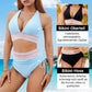 🔥Sommerschlussverkauf🔥Patchwork-Bikini mit V-Ausschnitt, 2-teiliges Set