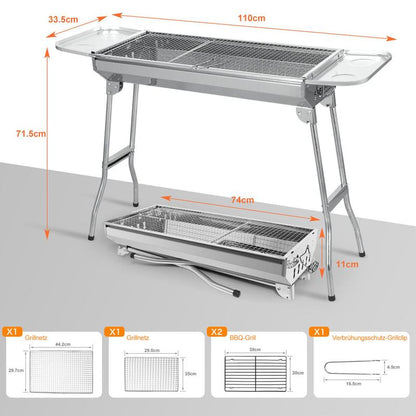 🔥 50% RABATT! 🍖 Klappbarer Outdoor-Grill aus Edelstahl – Kompakt, Strapazierfähig & Perfekt Für Camping, Garten & BBQ-Partys 🏕️