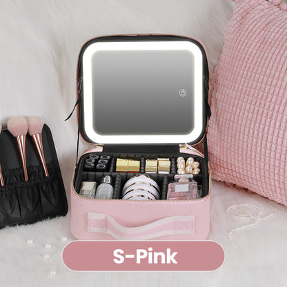 50% RABATT! ✨ Tragbare Kosmetiktasche mit LED-Spiegel – Beleuchtet, kompakt & vielseitig – Perfekt für makelloses Make-up unterwegs 💄