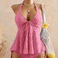 🌊👙 LIMITIERT: 50% RABATT! ✨ Damen-Tankini mit Rüschen – Neckholder, Peplum & Weich 🍋