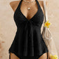 🌊👙 LIMITIERT: 50% RABATT! ✨ Damen-Tankini mit Rüschen – Neckholder, Peplum & Weich 🍋