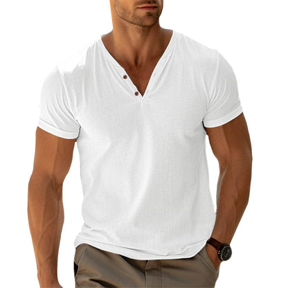 Henley-Shirt mit V-Ausschnitt für Herren