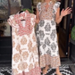 Elegantes, ärmelloses Kleid mit Rüschen und Print für Damen