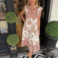Elegantes, ärmelloses Kleid mit Rüschen und Print für Damen