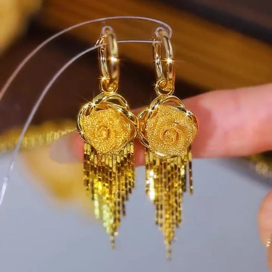 🔥Solange der Vorrat reicht 40 % Rabatt!🎉Die goldenen Jahre- Vielseitige goldene Rosen-Ohrringe für Damen