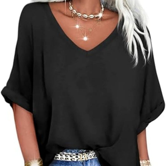 📢📢Letzter Tag – 50 % Rabatt!! ⏰ Damen V-Ausschnitt Top – lässig, locker & stylisch für heiße Sommertage ☀️✨