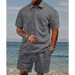 👕 60% RABATT! 💎 Herren-Zweiteiler mit Rautenstruktur – Kurzarmhemd & Shorts – Atmungsaktiv, Knitterfrei & Lässiger Sommer-Look ☀️