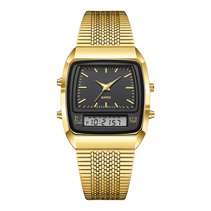 ⌚ 50% RABATT! 💧 Herren Multifunktionsuhr mit Dual-Display – Quarz & Digital, Edelstahlarmband & Wasserdicht ✨