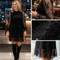 Damen-Minikleid mit Stehkragen und Spitzenbesatz
