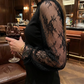 Damen-Minikleid mit Stehkragen und Spitzenbesatz