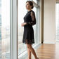 Damen-Minikleid mit Stehkragen und Spitzenbesatz