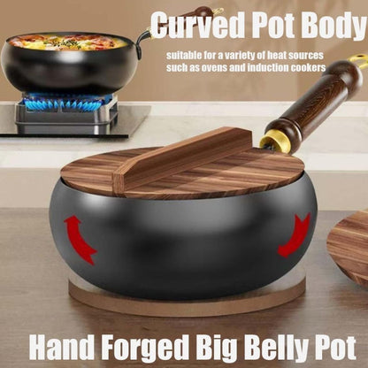 🔥🔥50 % Rabatt 🍳✨Alteisen Wok – Robuster Gusseisenbräter mit Deckel für Braten & Kochen👩‍🍳🍲