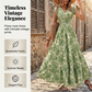 🔥Solange der Vorrat reicht 45 % Rabatt!🎉Damen Maxikleid mit V-Ausschnitt, Blumenmuster und geraffter Taille