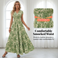 🔥Solange der Vorrat reicht 45 % Rabatt!🎉Damen Maxikleid mit V-Ausschnitt, Blumenmuster und geraffter Taille