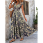 🔥Solange der Vorrat reicht 45 % Rabatt!🎉Damen Maxikleid mit V-Ausschnitt, Blumenmuster und geraffter Taille