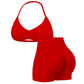 🌞Frühlingserwachen: 50% Rabatt!💜Damen Nahtloses Yoga Set – Neckholder-Top & Hoher Bund Shorts, Formgebend & Hohe Elastizität für Fitness & Yog
