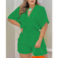 🌞Frühlingserwachen: 50% Rabatt!📿"Easy Breeze" Sommer-Romper: Figurschmeichelnde Smock-Taille & V-Neck