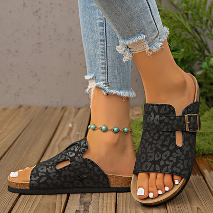 🐆 👡 Leopardenmuster Platform Slipper mit Schnalle – Bequeme Plateau-Sohle, auffälliges Design & perfekt für Zuhause und Freizeit ✨