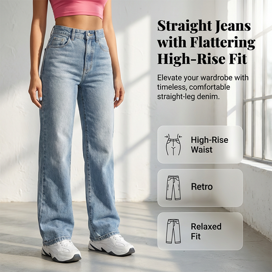✨ LIMITED-TIME 50% RABATT! | Damenjeans mit hoher Taille und geradem Bein👖