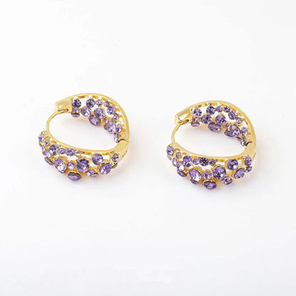 Sparkling Purple Zircon Hoop Earrings