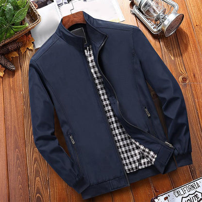 🧥 LIMITED-TIME 50% RABATT! ✨ Herren Stehkragen-Jacke – Mit Karomuster-Futter, Reißverschlusstaschen 🍂