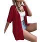 🧥 50% RABATT! 🌸 Damen Cardigan-Weste mit Kurzarm & Lochmuster – Leicht, Lässig & Perfekt Für Kühle Sommerabende Oder Frische Tage ☀️
