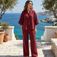 💃 50% SPAREN 📢 Damen Fashion Set 🔥 Stehkragen + Wide-Leg Hose – stilvoll, hochwertig & alltagstauglich ✨