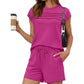 Damen-Pintuck-T-Shirt & Schnürhosen 2-teiliges Set
