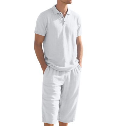 Herren-Leinenhemd-und-Freizeithose-Set
