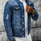 Herren-Freizeit-Denimjacke im Used-Look mit Vintage-Wäsche