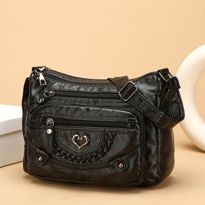 Damen Crossbody-Tasche aus weichem PU-Leder – mit mehreren Fächern – leicht, praktisch & vielseitig – ideal für Alltag & Reisen👜✨