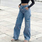 👖 ZEITLICH BEGRENZT 50% RABATT! ✨ Damen Cargo-Jeans aus Denim – Weites Bein, Hohe Taille, Viele Taschen, Stretch ✨