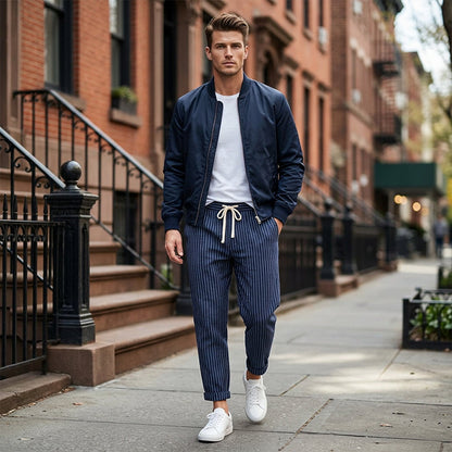 👖✨ 50% RABATT! Herren Freizeithose aus Leinenmischung mit Streifenmuster – Leicht, atmungsaktiv & bequem 🍂
