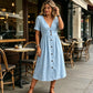 ✨Neue Sonderangebote-Sommerkleid für Damen mit V-Ausschnitt und Knopfleiste