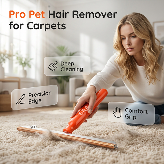 🧹 🐾 Langstieliger Tierhaarentferner für Teppiche – Mühelos, wiederverwendbar & perfekt für Haus und Auto ✨