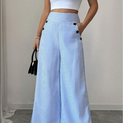 Hochtaillierte Hose mit Streifen und weitem Bein 🌟👖