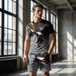 🔥 HALBER PREIS! 50% RABATT auf das Herren-Set aus T-Shirt und Shorts mit abstraktem Print! 🛍️