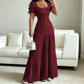 👗 ✨ Frauen Kleidungs-Set mit eckigem Ausschnitt & Maxirock – Elegant, luftig & zeitlos 🌸