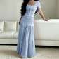 👗 ✨ Frauen Kleidungs-Set mit eckigem Ausschnitt & Maxirock – Elegant, luftig & zeitlos 🌸