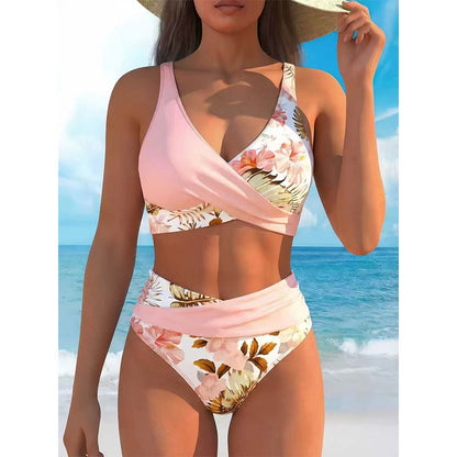 ⏰ Nur noch heute 50% Rabatt! 👙 Hochtailliertes Wickel Bikini Set mit tropischem Blumenprint, figurformender Schnitt, sanfte Bauchabdeckung für Strand, Schwimmbad und Sommerurlaub ✨