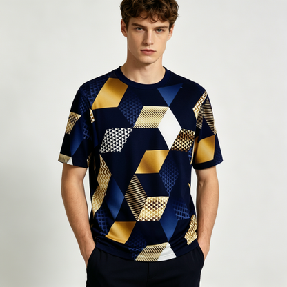 Herren-T-Shirt mit geometrischem 3D-Print