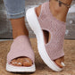 👡Damen Plateau-Sandalen aus atmungsaktivem Strickgewebe – Schlupf-Slipper mit dämpfender Sohle für Sommer, Alltag & Spaziergang