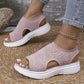 👡Damen Plateau-Sandalen aus atmungsaktivem Strickgewebe – Schlupf-Slipper mit dämpfender Sohle für Sommer, Alltag & Spaziergang