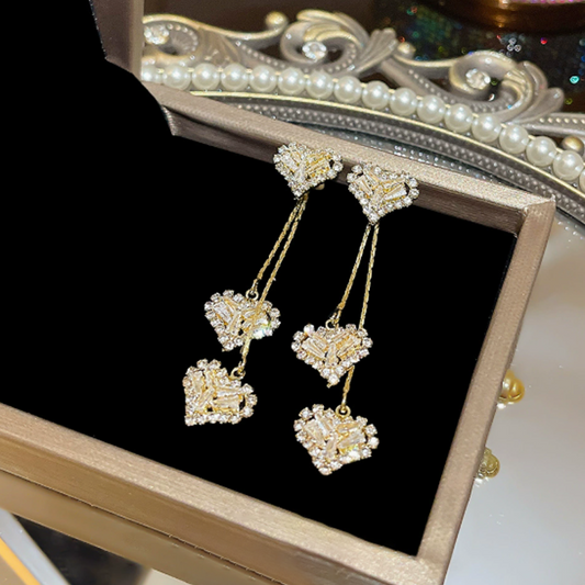 💖 Romantische Ohrhänger mit Herzanhänger & langer Kette – zart & elegant für besondere Anlässe ✨
