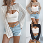 🧶 NUR FÜR KURZE ZEIT 50% RABATT! ✨ Damen Häkel-Bolero – Durchbrochenes Muster, Trompetenärmel, Cropped 🌸