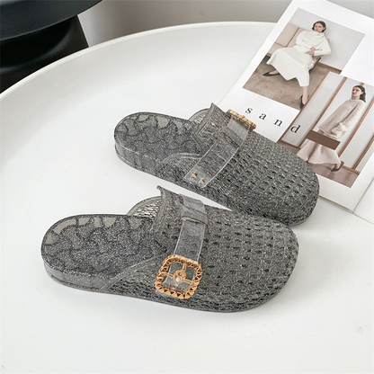 👡 JETZT 50% RABATT! ✨ Damen Glitzer-Slides – Funkelnd & gepolstert – Leicht, perfekt für Strand oder Alltag – Glamouröses Slip-on-Design 🌸