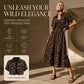 Damen Leopardenmuster Zweiteiliges Kleid-Set