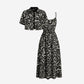 Damen Leopardenmuster Zweiteiliges Kleid-Set
