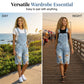Damen Destroyed Denim Latzhose Shorts